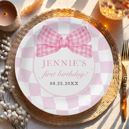 ピンクボウコケット1st誕生日パーティー ペーパープレート