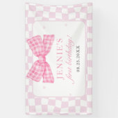 ピンクボウコケット1st誕生日パーティー 横断幕 (縦)