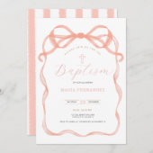 ピンクボウコケット《キリスト教》洗礼式や命名式 招待状 (正面/裏面)