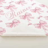 ピンクボウコケパーソナライズされたットY2Kボウ女の子らしい女の子 シェルパブランケット (3/4)