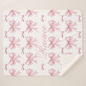 ピンクボウコケパーソナライズされたットY2Kボウ女の子らしい女の子 シェルパブランケット (正面(横))