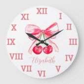 ピンクボウコケ名門私立校風のット水カラーヴィンテージ ラージ壁時計 (正面)