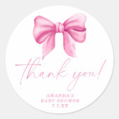 ピンクボウサンキューカード ラウンドシール (正面)