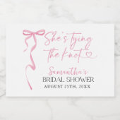 ピンクボウシェズタイイングザノットブライダルシャワーブランチ スパークリングワインラベル (シングルラベル)