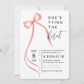 ピンクボウシェズタイイングザノットブライダルシャワー招待状 招待状 (正面)
