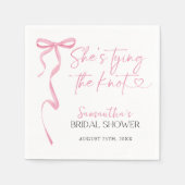 ピンクボウシェズタイイングザノットブライダルシャワー スタンダードカクテルナプキン (正面)