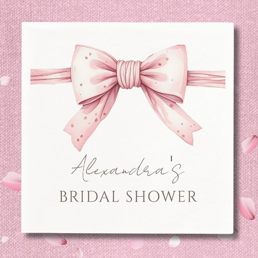 ピンクボウシェズタイイングザノットブライダルシャワー スタンダードカクテルナプキン