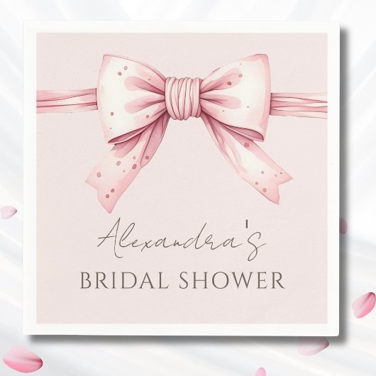 ピンクボウシェズタイイングザノットブライダルシャワー スタンダードカクテルナプキン