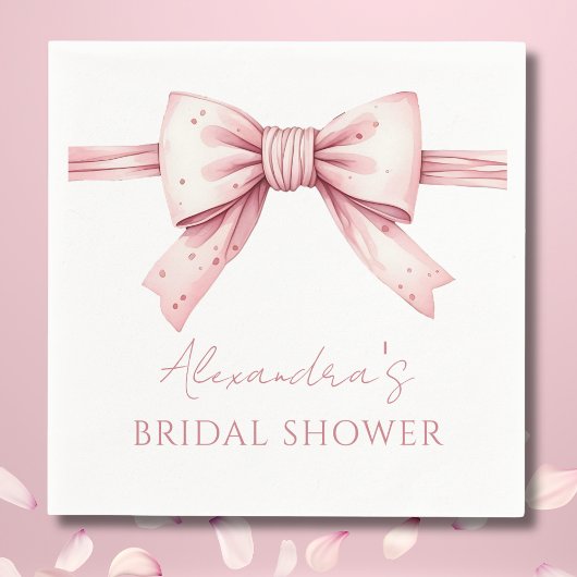 ピンクボウシェズタイイングザノットブライダルシャワー スタンダードカクテルナプキン