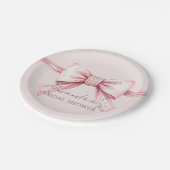ピンクボウシェズタイイングザノットブライダルシャワー ペーパープレート (アングル)