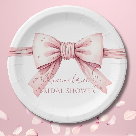 ピンクボウシェズタイイングザノットブライダルシャワー ペーパープレート