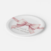 ピンクボウシェズタイイングザノットブライダルシャワー ペーパープレート (アングル)