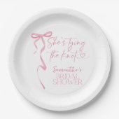 ピンクボウシェズタイイングザノットブライダルシャワー ペーパープレート (正面)