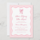 ピンクボウシェズタイイングザノットブライダルシャワー 招待状 (正面)