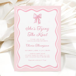 ピンクボウシェズタイイングザノットブライダルシャワー 招待状