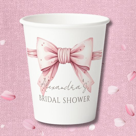 ピンクボウシェズタイイングザノットブライダルシャワー 紙コップ