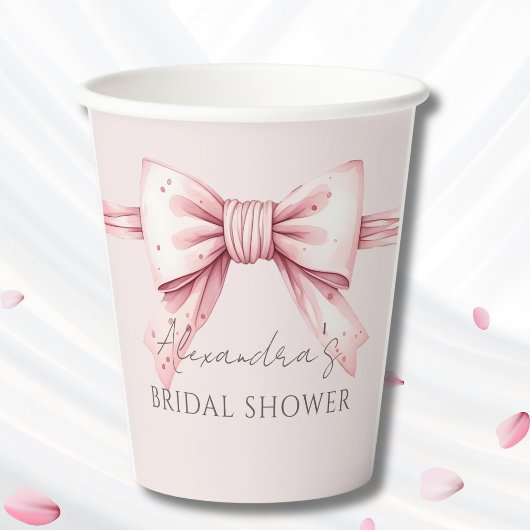 ピンクボウシェズタイイングザノットブライダルシャワー 紙コップ