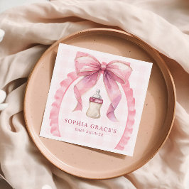 ピンクボウシックなコケットガールベビーシャワー スタンダードカクテルナプキン