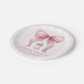 ピンクボウシックなコケットガールベビーシャワー ペーパープレート (アングル)