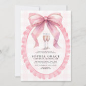 ピンクボウシックコケットブライダルシャワー 招待状 (正面)