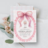 ピンクボウシックコケットブライダルシャワー 招待状