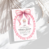 ピンクボウシックコケットブライダルシャワー 招待状