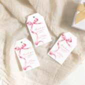 ピンクボウシャワーお気に入りプレゼントラベル ギフトタグ