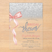 ピンクボウシルバーグリッター《写真》ぼけ味ブライダルシャワー アクリル招待状 (正面)