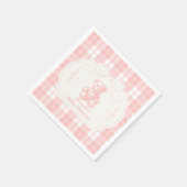 ピンクボウジンガムフランスのテディベア赤ちゃんシャワー スタンダードカクテルナプキン (角)