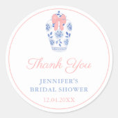 ピンクボウジンジャージャーブライダルシャワーサンキュービター ラウンドシール (正面)