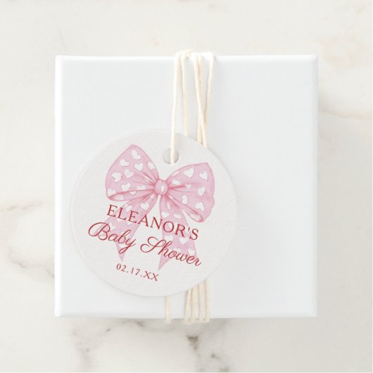ピンクボウスイートガールベビーシャワー フェイバータグ (インサイチュ)