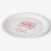 ピンクボウスイートガールベビーシャワー ペーパープレート (アングル)