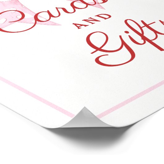 ピンクボウスイートベビーシャワーカードとギフト ポスター (角)