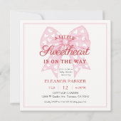 ピンクボウスイートベビーシャワースクエア 招待状 (正面)