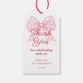 ピンクボウスウィートガールバースデーパーティー ギフトタグ