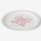 ピンクボウスウィートガール1st誕生日パーティー ペーパープレート (アングル)