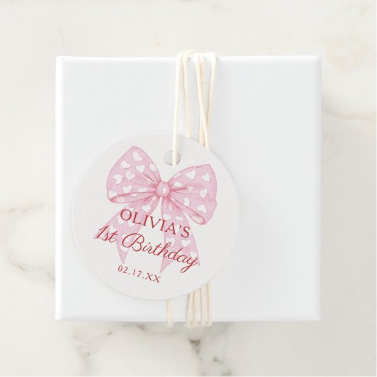 ピンクボウスウィートガール1st誕生日 フェイバータグ (インサイチュ)