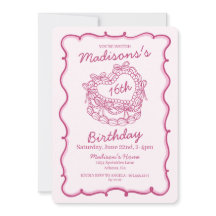 ピンクボウスウィート16ハートコケットケーキ誕生日