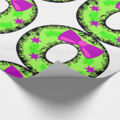 ピンクボウスターズアンドグリーンクリスマスホリデーリース ラッピングペーパー (角)