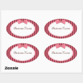 ピンクボウスティッカー 楕円形シール (シート)