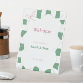 ピンクボウストライプのフレ結婚ームのペデスタル記号 台座サイン (インサイチュ)