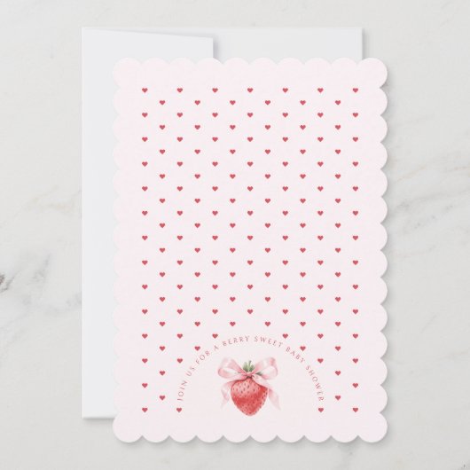 ピンクボウストロベリーガールベビーシャワー招待状 招待状 (裏面)