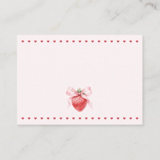 ピンクボウストロベリーベビーシャワーおむつラッフル エンクロージャーカード (裏面)