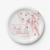 ピンクボウストロベリーベビーシャワー ペーパープレート (正面)