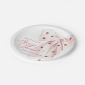 ピンクボウストロベリーベビーシャワー ペーパープレート (アングル)