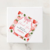 ピンクボウストロベリーベリーファースト誕生日スクエア フェイバータグ (インサイチュ)