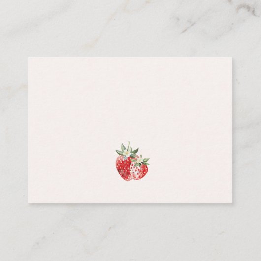 ピンクボウストロベリー赤ちゃんシャワーおむつラッフル エンクロージャーカード (裏面)