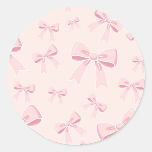 ピンクボウズキュートコケットコテージバースデーパーティー ラウンドシール (正面)