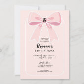 ピンクボウズキュートコケットコテージバースデーパーティー 招待状 (正面)