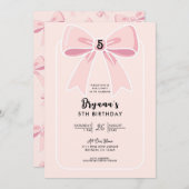 ピンクボウズキュートコケットコテージバースデーパーティー 招待状 (正面/裏面)